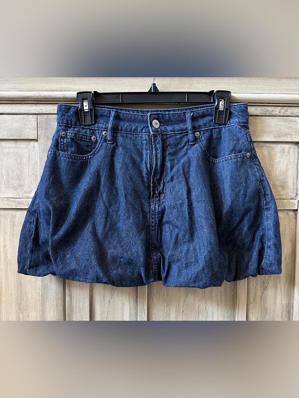 American Eagle AE Women's Bubble Skort Denim Mini Skirt Size 0 Dark Blue Perfect